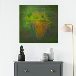 Plakat samoprzylepny Mapa Afryki w zielonych kolorach