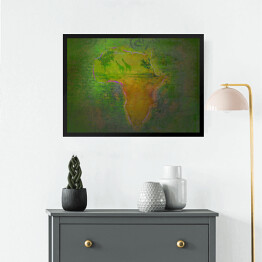 Obraz w ramie Mapa Afryki w zielonych kolorach