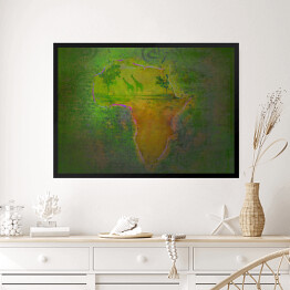 Obraz w ramie Mapa Afryki w zielonych kolorach