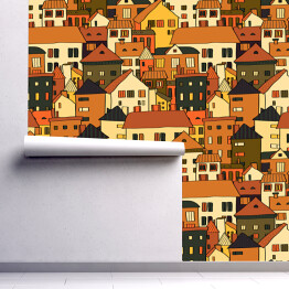 Tapeta samoprzylepna w rolce Budynki w odcieniach kolorów pomarańczowego i brązowego