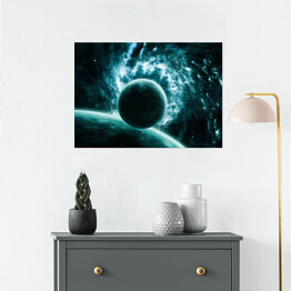 Plakat Przestrzeń kosmiczna z planetami w niebieskim kolorze