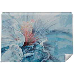 Fototapeta sztuka malowana pączek kwiatowy w stylu pastelowym w jasnych kolorach z elementami teksturowymi fototapeta do wnętrza