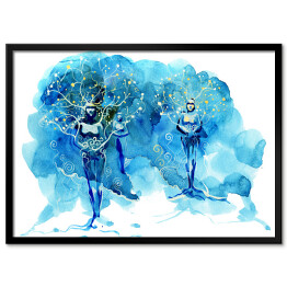 Plakat w ramie Abstrakcyjne niebieskie kobiety