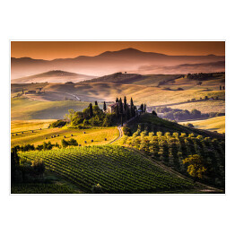 Plakat samoprzylepny Zachód słońca - Toskania, Włochy