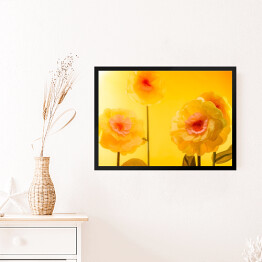 Obraz w ramie Sztuczne żółte kwiaty w słonecznym świetle