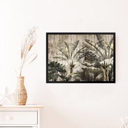 Obraz w ramie Tropikalne drzewa i liście do druku cyfrowego tapety, tapety na zamówienie projektu - ilustracja 3D