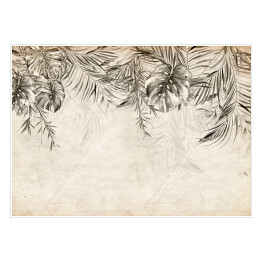 Plakat samoprzylepny tropikalne drzewa i liście do druku cyfrowego tapety, tapety na zamówienie - ilustracja 3D