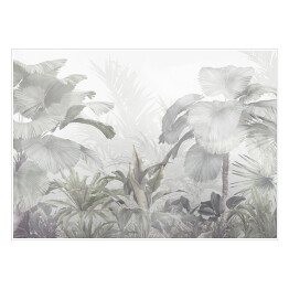 Plakat tropikalne drzewa i liście do druku cyfrowego tapety, tapety na zamówienie projekt - ilustracja 3D