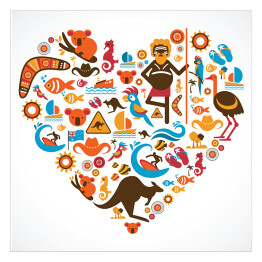 Plakat samoprzylepny Serce z symboli Australii