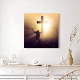 Obraz na płótnie Promienie słońca i krzyż