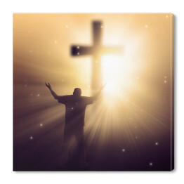 Obraz na płótnie Promienie słońca i krzyż
