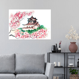 Plakat Sakura - akwarela