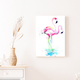 Obraz na płótnie Flamingi w wodzie