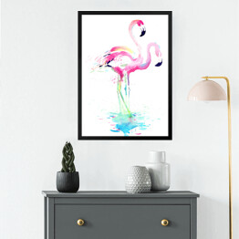Obraz w ramie Flamingi w wodzie