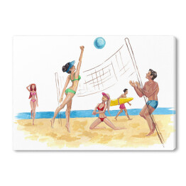Obraz na płótnie Siatkówka na plaży - ilustracja nawiązująca do lata