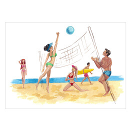 Siatkówka na plaży - ilustracja nawiązująca do lata