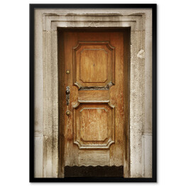 Plakat w ramie Stare drewniane drzwi do drewnianego domu