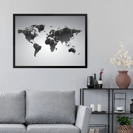 Obraz w ramie Mapa świata z efektem 3D