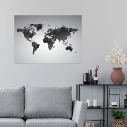 Plakat samoprzylepny Mapa świata z efektem 3D