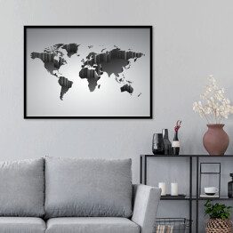 Plakat w ramie Mapa świata z efektem 3D