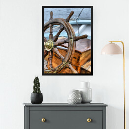 Obraz w ramie Drewniane koło na statku