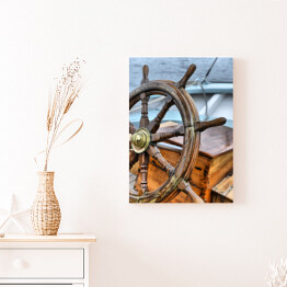 Obraz na płótnie Drewniane koło na statku
