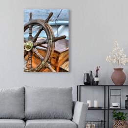 Obraz klasyczny Drewniane koło na statku