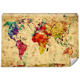 Fototapeta winylowa zmywalna Vintage kolorowa mapa świata