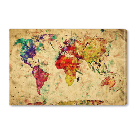 Obraz na płótnie Vintage kolorowa mapa świata