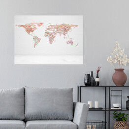 Mapa świata na tle cegły