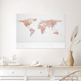 Mapa świata na tle cegły