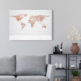 Obraz na płótnie Mapa świata na tle cegły