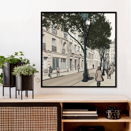Plakat w ramie Rysunek Montmartre w Paryżu