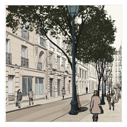 Plakat samoprzylepny Rysunek Montmartre w Paryżu
