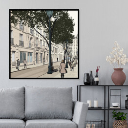 Plakat w ramie Rysunek Montmartre w Paryżu