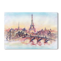 Obraz na płótnie Zachód słońca w Paryżu w pastelowych barwach