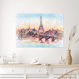 Zachód słońca w Paryżu w pastelowych barwach