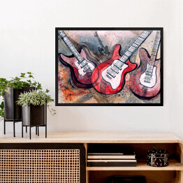 Obraz w ramie Gitary malowane akwarelą