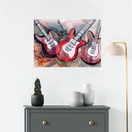 Plakat Gitary malowane akwarelą