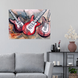 Plakat samoprzylepny Gitary malowane akwarelą