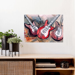 Plakat samoprzylepny Gitary malowane akwarelą