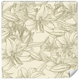Tapeta samoprzylepna w rolce Beżowe tło z liliami w stylu vintage