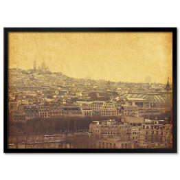 Plakat w ramie Widok na paryskie Montmartre w stylu retro