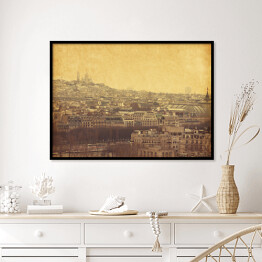 Plakat w ramie Widok na paryskie Montmartre w stylu retro