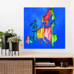 Plakat samoprzylepny Mapa Europy w drewnie