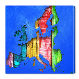 Obraz na płótnie Mapa Europy w drewnie