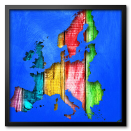 Obraz w ramie Mapa Europy w drewnie