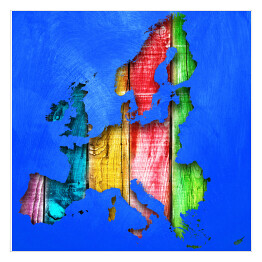 Plakat samoprzylepny Mapa Europy w drewnie