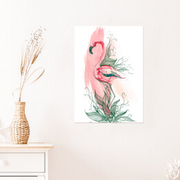 Plakat samoprzylepny Flaming na biało różowym tle