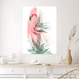 Plakat Flaming na biało różowym tle